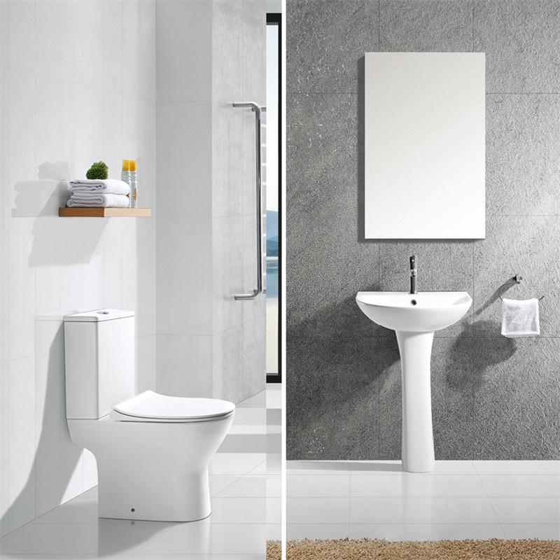 YS22270P 2-piece Rimless ceramic toilet, P-laqueum washdown latrinam;