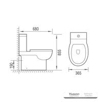YS22275 2-piece Rimless ceramic toilet, P-laqueus washdown toilet;