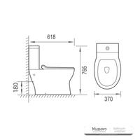 YS22292 2-piece Rimless ceramic toilet, P-laqueus washdown toilet;