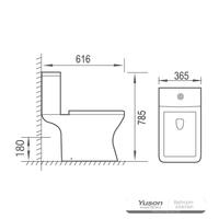 YS22297 2-piece Rimless ceramic toilet, P-laqueus washdown toilet;