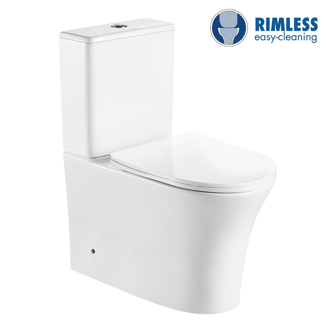 YS22294P2 2-piece Rimless ceramic toilet, P-laqueum washdown latrinam;