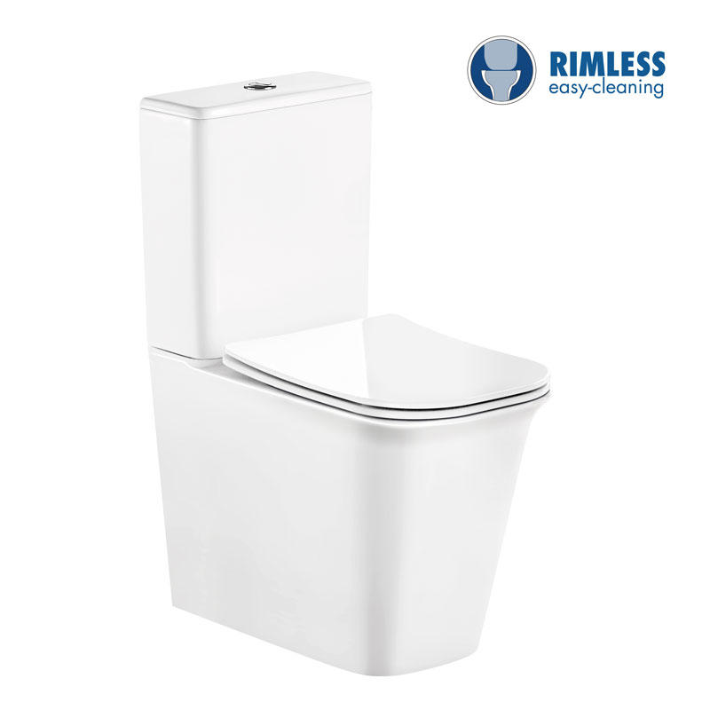 YS22295P2 2-piece Rimless ceramic toilet, P-laqueum washdown latrinam;