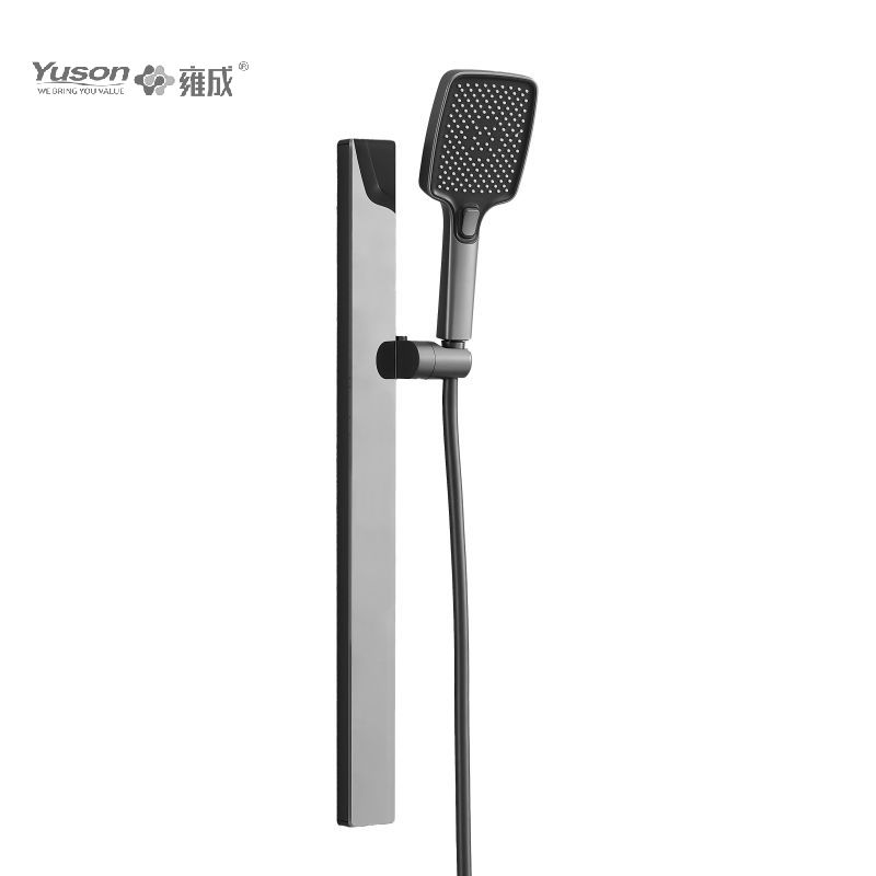 YS33132 Flat Design Aluminium Illapsum Shower Set, 3-Function Silicone Nozzles, PVC Shower Hose