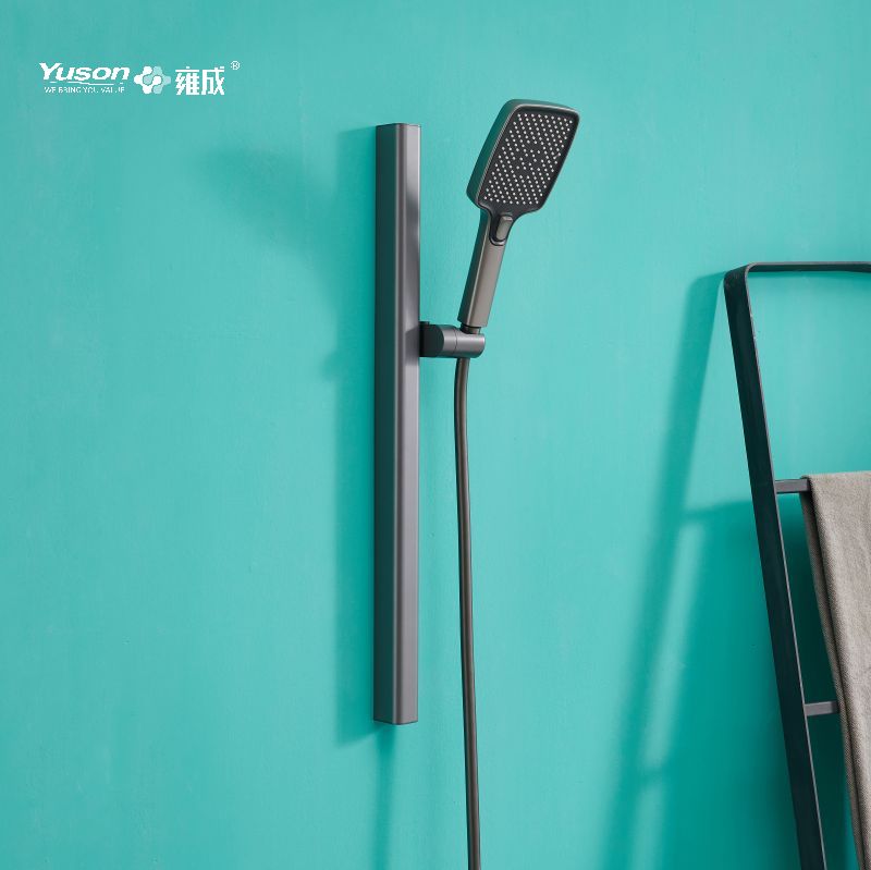 YS33134 Arcus Design Aluminium Sliding Shower Set, 3-Function Silicone Nozzles, PVC Shower Hose