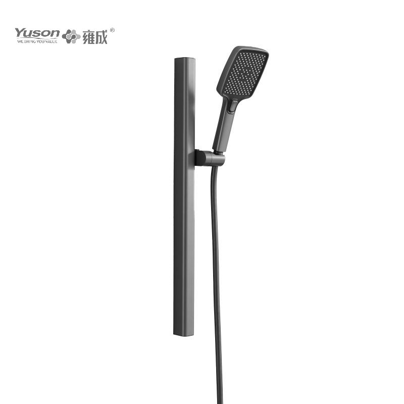 YS33134 Arcus Design Aluminium Sliding Shower Set, 3-Function Silicone Nozzles, PVC Shower Hose