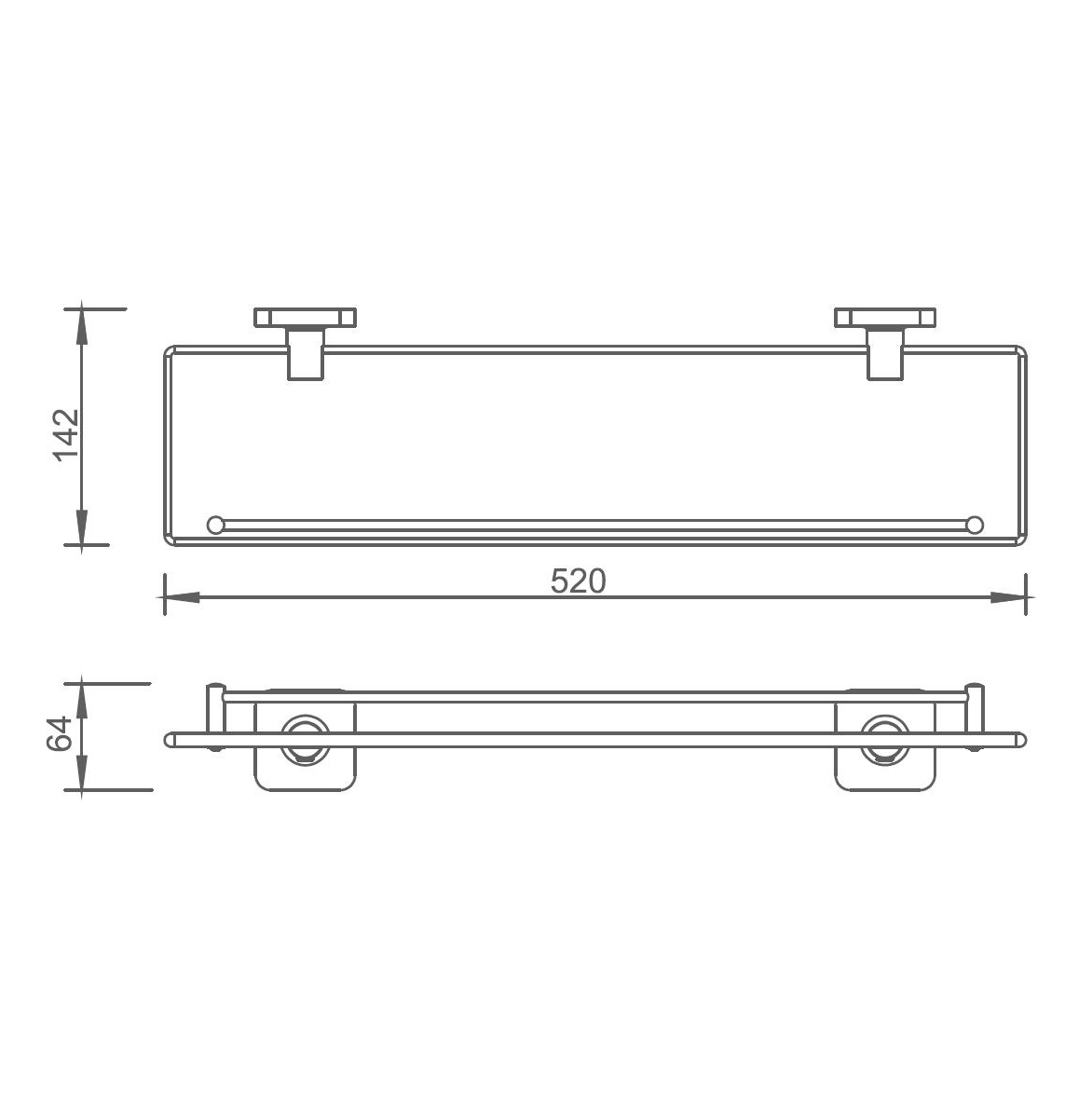 10187 Sleek Bathroom Accessories Brass Wall-mounted Glass Shelf