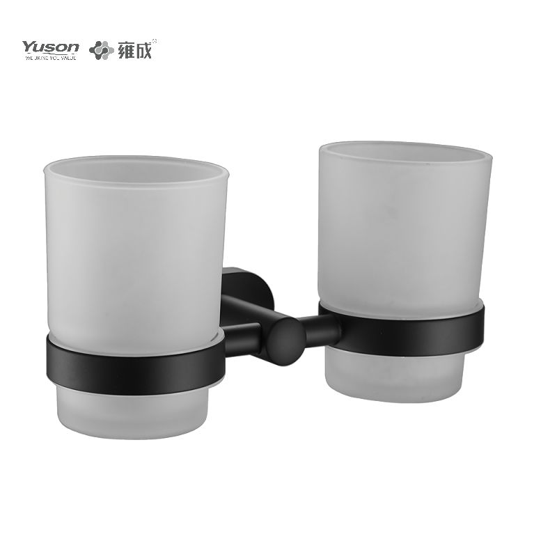 13384D Balnearium Sleek Accessiones, Poculum Duplex Tumbler Possessor, cum Frosted/Temperatus Calix vitreus, Zinc/Brass/SUS Tumbler possessor, murus equestris (Series 13300)
