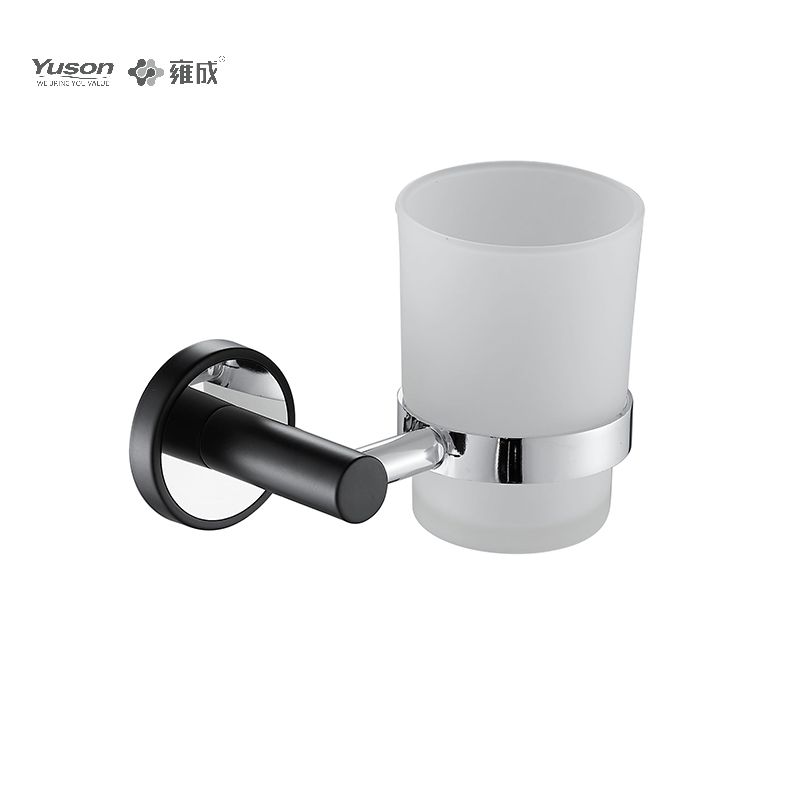 16784B Sleek Bathroom accessiones, possessor Tumbler, cum poculo vitreo Frosted/Temperato, Zinc/Brass/SUS Tumbler possessor, murus equestris (Series 16700)