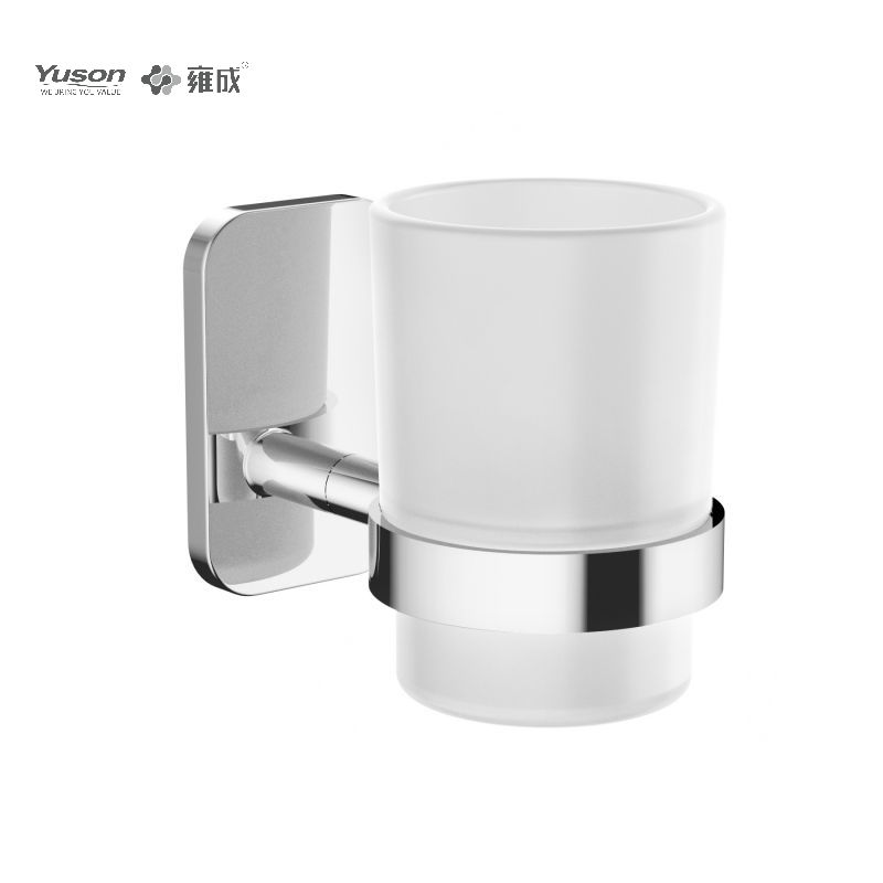 25484 Sleek Bathroom accessiones, possessor Tumbler, cum Frosted/Temperatus Calix vitreus, Zinc/Brass/SUS Tumbler possessor, murus equestris (Series 25400)